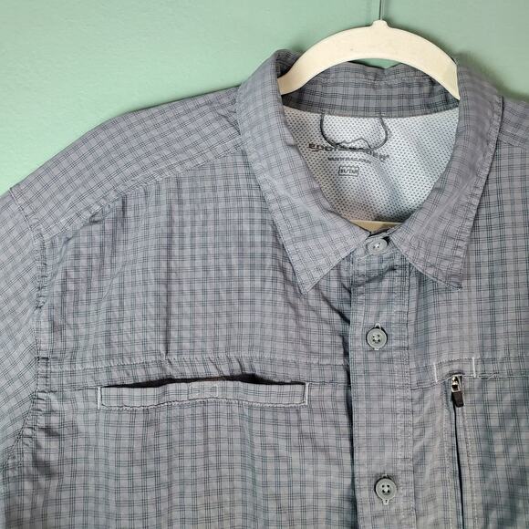 Eddie Bauer Men's Gray Plaid Button Up SS Shirt Size XL Tall Zipper Pocket - Picture 4 of 6